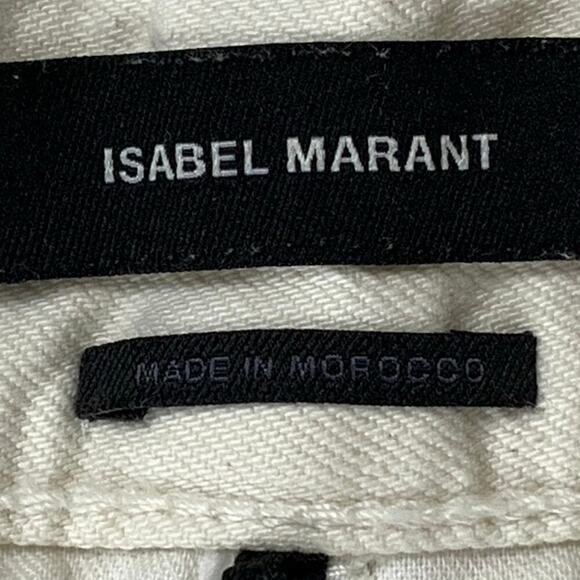 Isabel Marant Ivory Straight Leg Raw Hem Super High Rise Cropped Jeans FR36 US 4 - Picture 4 of 8